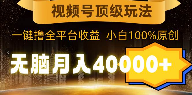 视频号顶级玩法，无脑月入40000+，一键撸全平台收益，纯小白也能100%原创