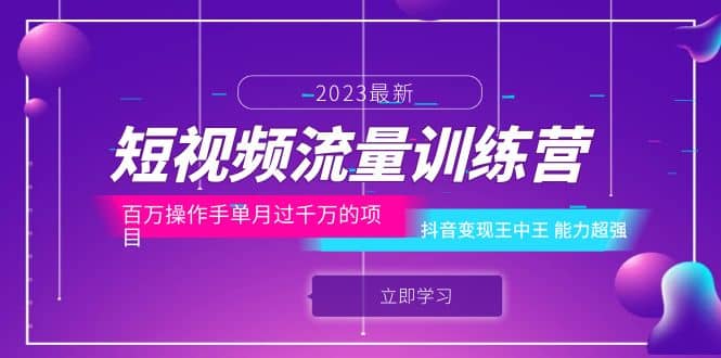 短视频流量训练营：百万操作手单月过千万的项目：抖音变现王中王 能力超强