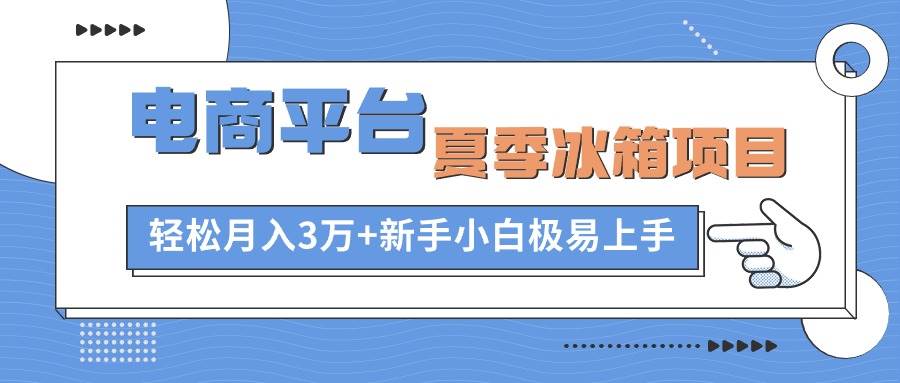 电商平台夏季冰箱项目，轻松月入3万+，新手小白极易上手