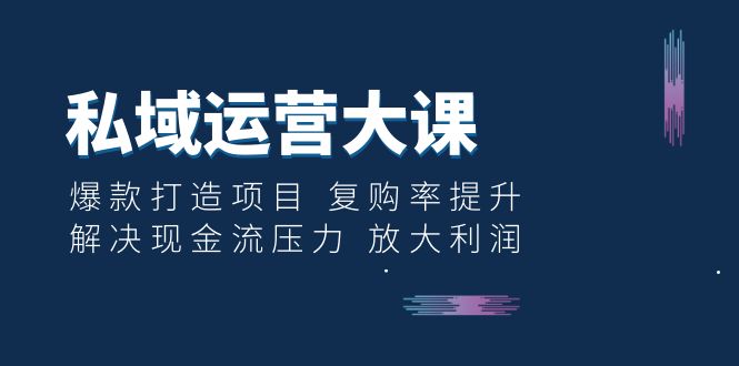 私域运营大课：爆款打造项目 复购率提升 解决现金流压力 放大利润