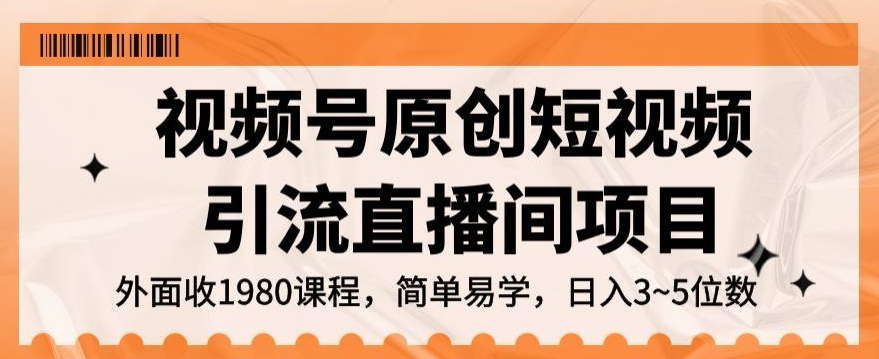 微信视频号原创设计短视频营销直播房间新项目，日入3~5五位数【揭密】