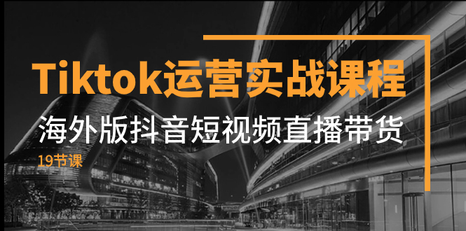 （7724期）Tiktok经营实战演练课程内容，国际版抖音小视频直播卖货（19堂课）