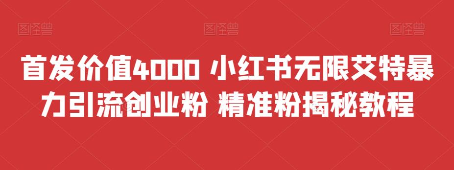 全网首发价值4000 小红书的无限@暴力行为引流方法自主创业粉 精准粉揭密实例教程