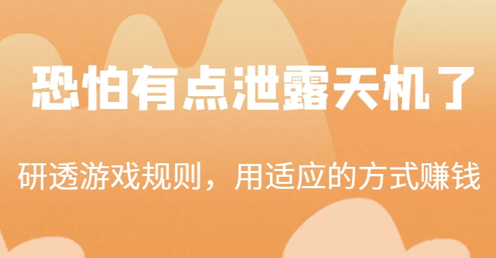 某微信公众号付费文章：研透游戏的规则，用接受的方法挣钱，这几个话，也许有点儿泄漏天机了！