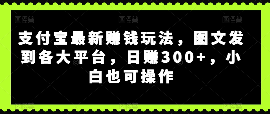 支付宝钱包最新赚钱游戏玩法，图文并茂发至各个平台，日赚300 ，新手也可以实际操作