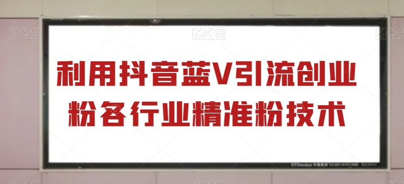 运用抖音蓝V引流方法自主创业粉各个行业精准粉技术性