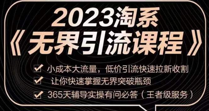 2023淘宝无边引流方法实操课程，低成本高流量，低价引流迅速引流收种，让你快速把握无边突破困境