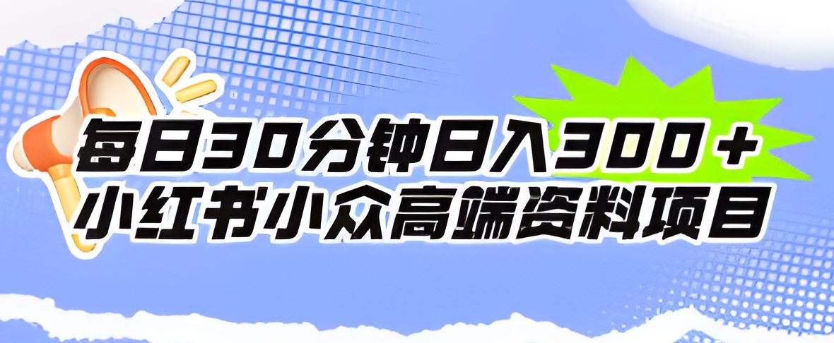 每日30min日入300＋小红书的冷门高档材料新项目