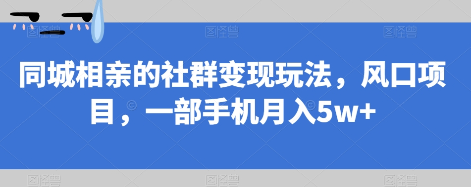 同城相亲的社群变现游戏玩法，蓝海项目，一部手机月入5w 【揭密】