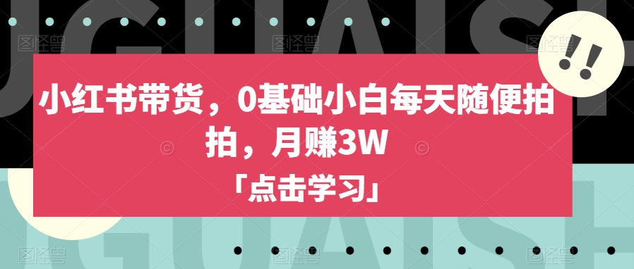 小红书的卖货，0基本新手每日随便拍拍，月赚3W【揭密】