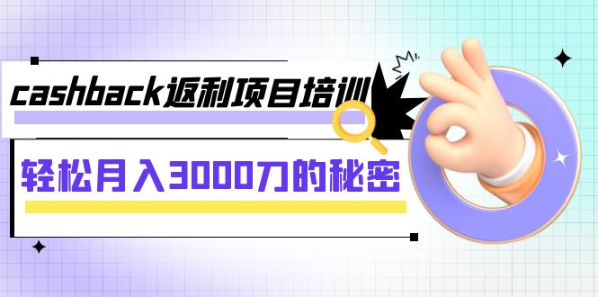 cashback购物返利专业技能培训：轻轻松松月入3000刀隐秘（8堂课）