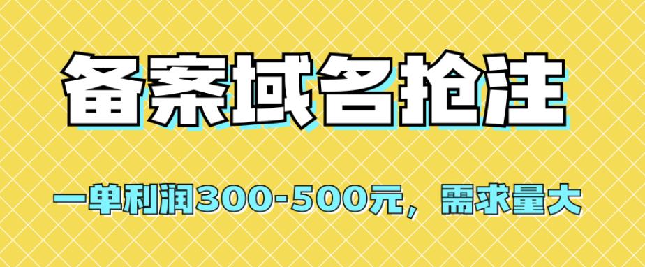 【独家首发】办理备案域名抢注，一单利润300-500元，市场需求旺盛