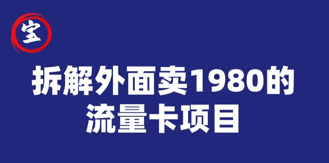 南波儿拆卸外边卖1980流量卡新项目，0成本费没脑子营销推广