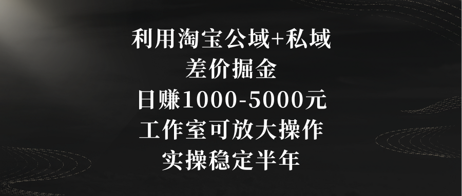 （8952期）运用淘宝网公域流量 公域价格差掘金队，日赚1000-5000元，个人工作室可变大实际操作，实际操作…