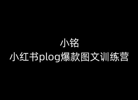 小铭-小红书的plog爆品图文并茂夏令营，教大家从0-1做小红书的