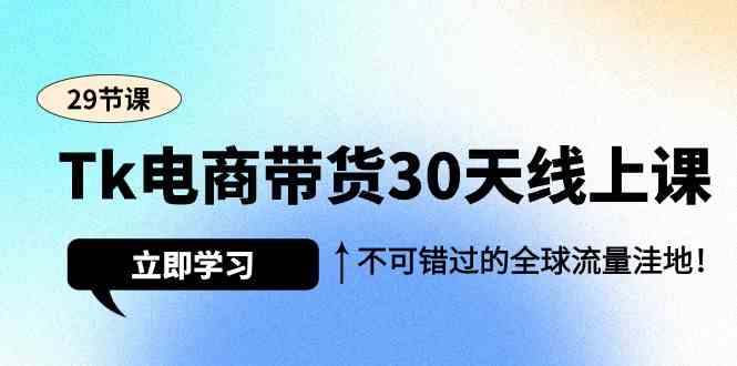 Tk电商直播带货30无线天线授课，不容错过的全世界流量洼地（29堂课）