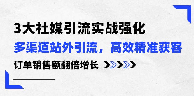 （10563期）3大社交媒体引流方法实际操作加强，多种渠道站外引流/高效率营销获客/订单信息销售总额翻倍增长