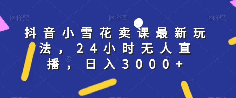 抖音小小雪花购买课程全新游戏玩法，24钟头无人直播，日入3000 【揭密】-暖阳网-优质付费教程和创业项目大全