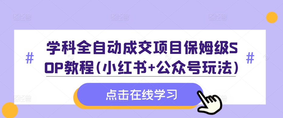 课程自动式交易量新项目家庭保姆级SOP实例教程(小红书的 微信公众号游戏玩法)含材料