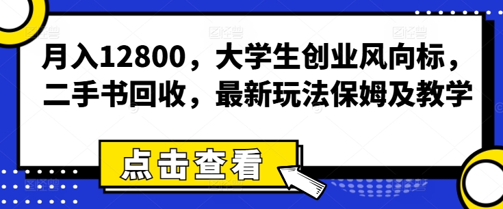 月入12800，学生创业方向标，二手书回收，全新游戏玩法家庭保姆及教学