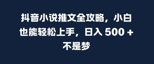 抖音小说文章攻略大全，新手也可以快速上手，日入 5张  指日可待【揭密】