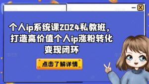 个人ip系统软件课2024私人教练班，打造出高颜值本人ip增粉转换转现闭环控制