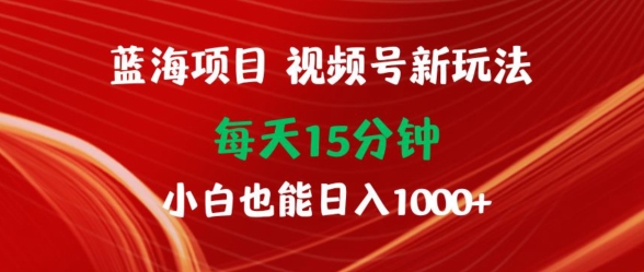 蓝海项目，视频号新玩法，每天15分钟，小白也能日入1000+