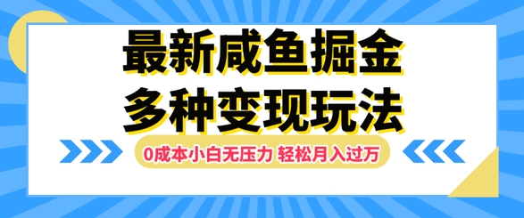 最新咸鱼掘金玩法，0成本小白无压力，多种变现方式，轻松月入过W