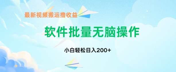 中视频搬运玩法，单日200+无需剪辑，新手小白也能玩