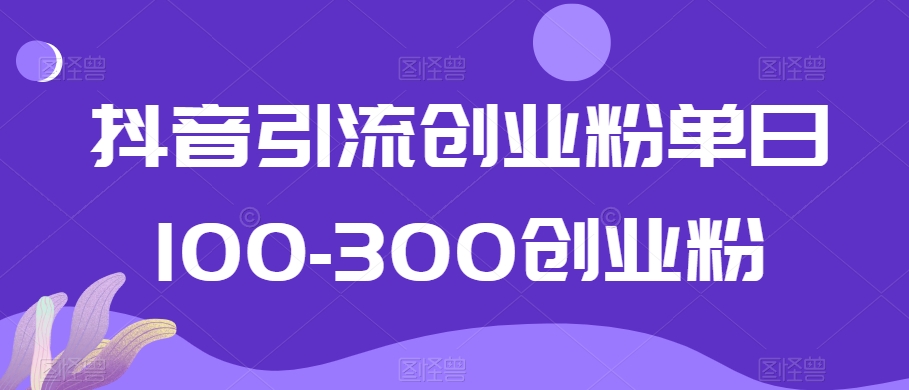 抖音引流创业粉单日100-300创业粉【揭秘】