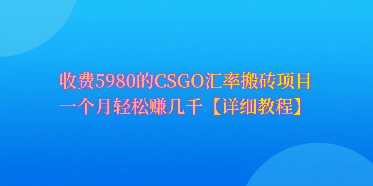 （9776期）CSGO武器装备打金，月综合收益率达到60%，你就可以！