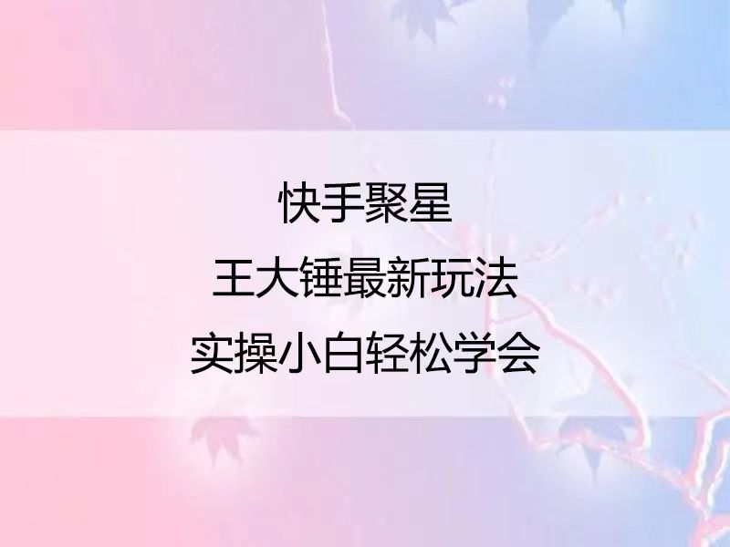 快手磁力巨星 王大锤最新玩法 日入1000+