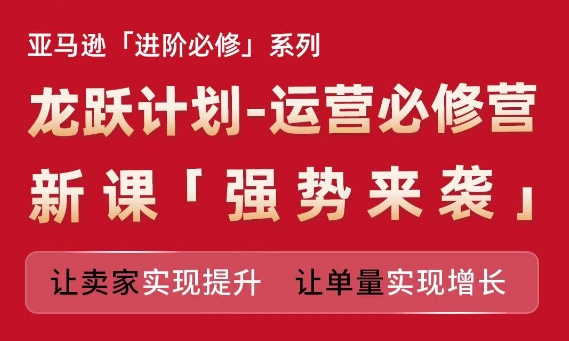 亚马逊平台升阶必需系列产品，龙跃方案-经营必需营新授课，让卖家完成提高 让订单数实现增长