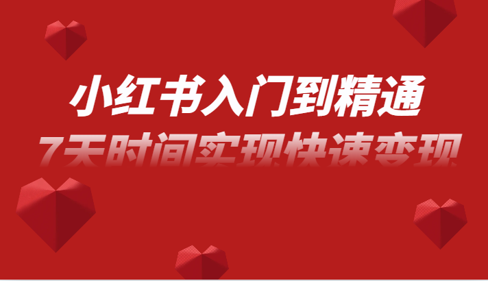 小红书的入门到精通课，无货源电商实际操作经营，7天的时间完成收益最大化