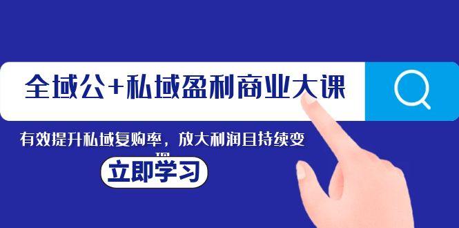 示范区公 公域赢利商业服务大课，全面提升公域回购率，变大盈利且持续转现-暖阳网-优质付费教程和创业项目大全