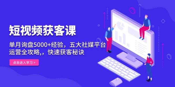 短视频获客课，单月外贸询盘5000 工作经验，五大社交媒体电商平台运营攻略大全,，迅速拓客窍门