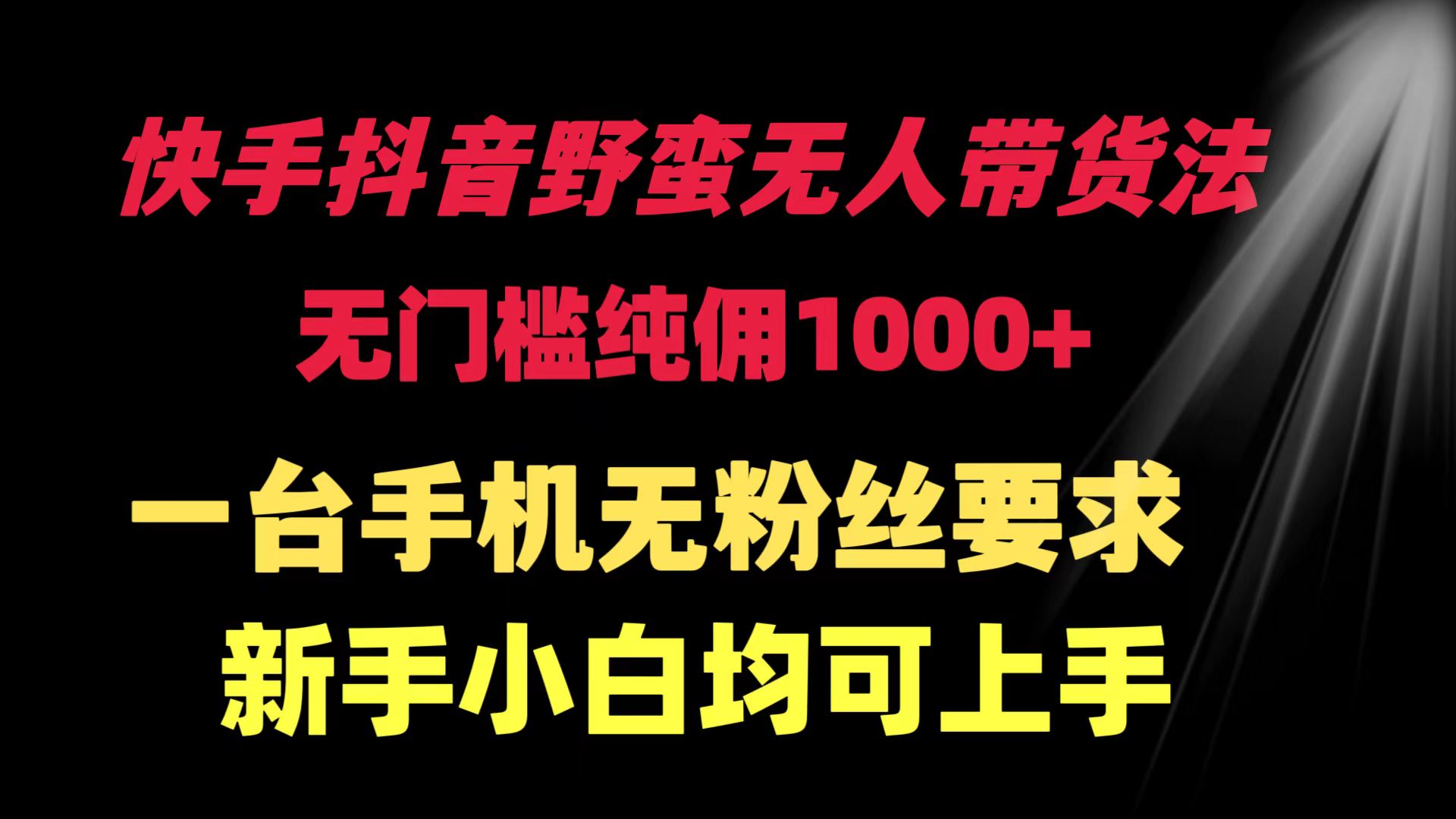 （9552期）快手抖音粗暴没有人卖货法 零门槛纯佣1000  一台手机无粉丝们规定新手入门…