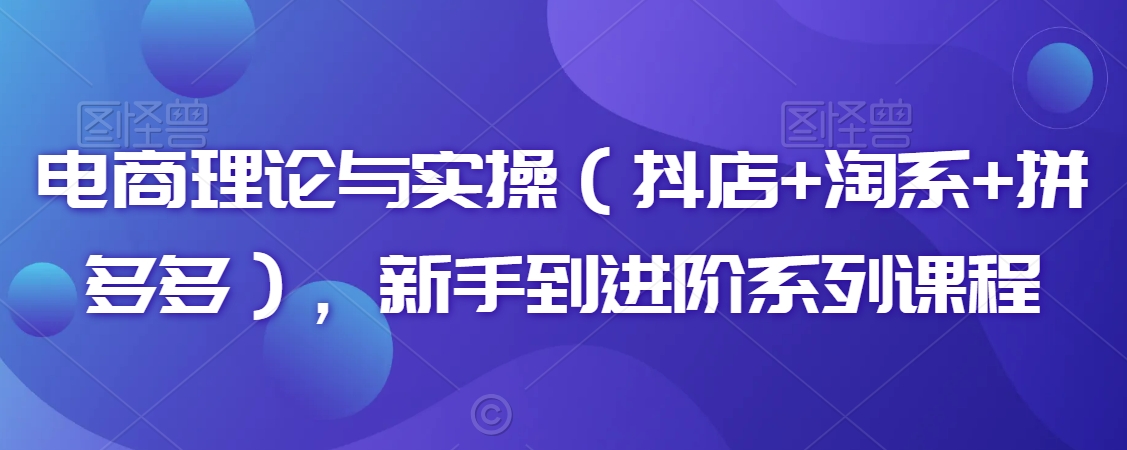 电商理论与实操（抖店+淘系+拼多多），新手到进阶系列课程