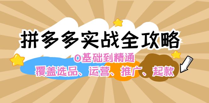 拼多多平台实战演练攻略大全：0基本到熟练，遮盖选款、经营、营销推广、起款