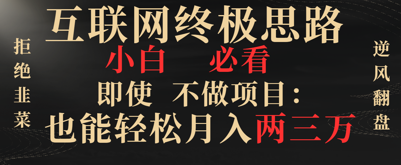 （8619期）互联网技术最终构思，新手必读，即便不做工程都可以轻松月入两三万，回绝韭莱…