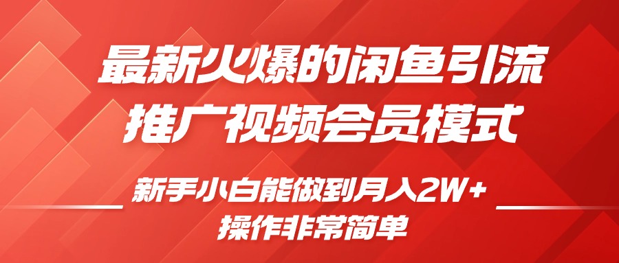 闲鱼引流营销推广视频会员，0成本费就可以操作，新手入门月入了W 【揭密】