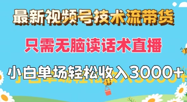 新视频号技术控卖货，仅需没脑子读销售话术直播间，小白单场直播纯收益都可以轻松做到3k