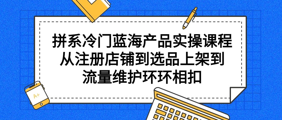 （9527期）拼系小众蓝海产品实操课程，从注册店铺到选款上架到总流量维护保养一环扣一环