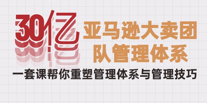 （10178期）30亿-亚马逊平台热销精英团队管理模式，一套课替你重构管理模式与管理技能