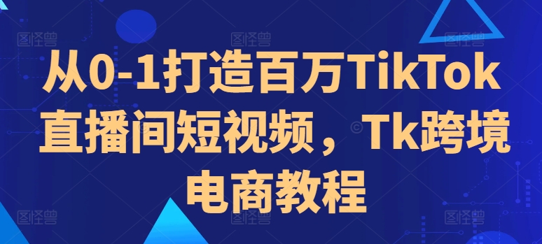 从0-1打造出上百万TikTok直播房间小视频，Tk跨境电子商务实例教程