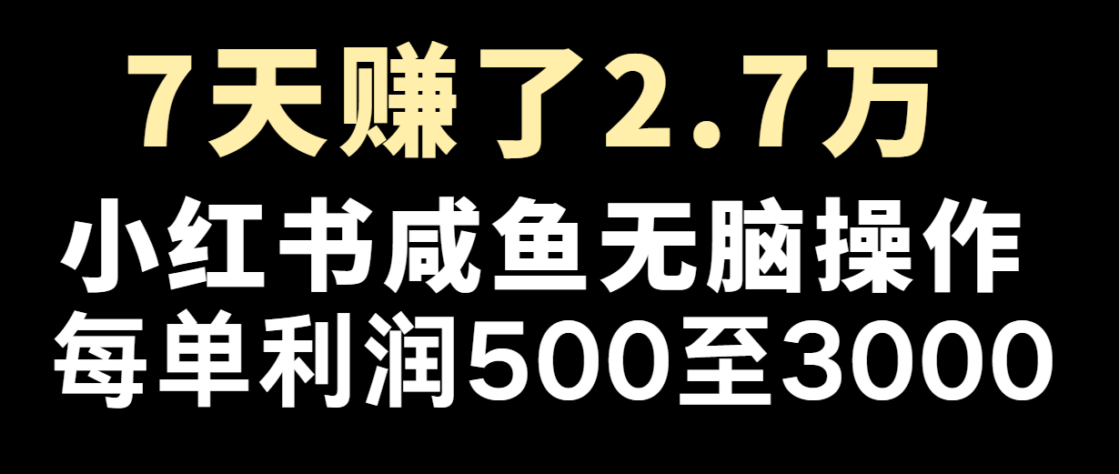 七天挣了2.7万！每单利润至少500 ，轻轻松松月入5万 新手有手就行