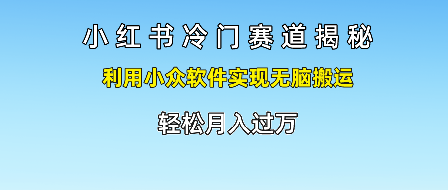 小红书的小众跑道揭密,运用小众软件完成没脑子运送，轻轻松松月入了万