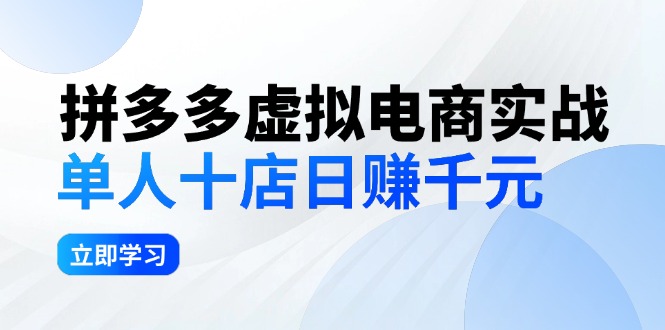 （12326期）拼夕夕虚拟电商实战：单人10店日赚千元，深耕老项目，稳定盈利不求风口