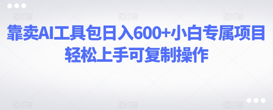 靠卖AI工具包日入600+小白专属项目轻松上手可复制操作-暖阳网-优质付费教程和创业项目大全