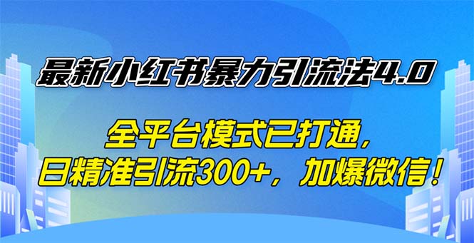 （12505期）最新小红书暴力引流法4.0， 全平台模式已打通，日精准引流300+，加爆微…